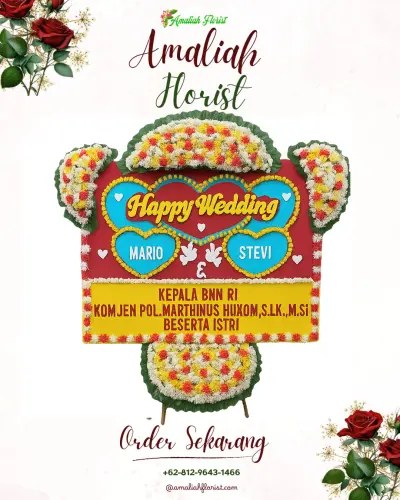 Karangan Papan Bunga Pernikahan di Jati Asih